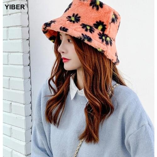 New Fashion Women Bucket Hat Faux Fur Fisherman Cap Multicolor Soft Warm Cloche Hats Winter Warm Outdoor Casual Fisherman Hat