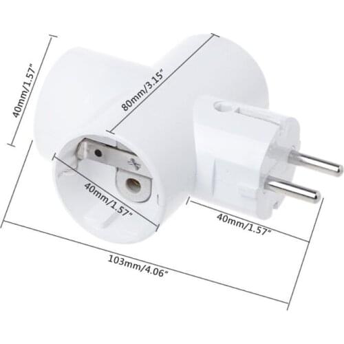 EU Standard Convert Socket With 3 Outlets Ceramics Travel Power Adaptor