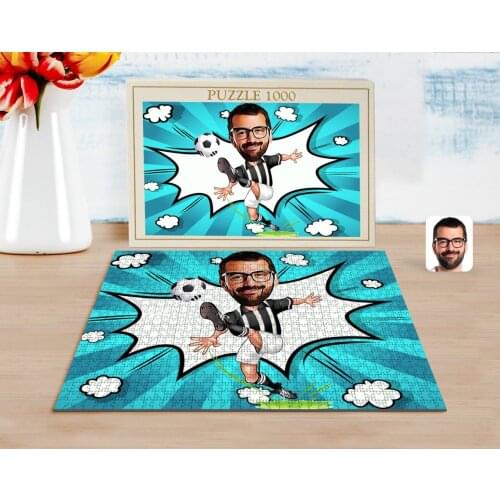 Personalized Black White Caricature of 1000 Piece Professional Puzzle-1