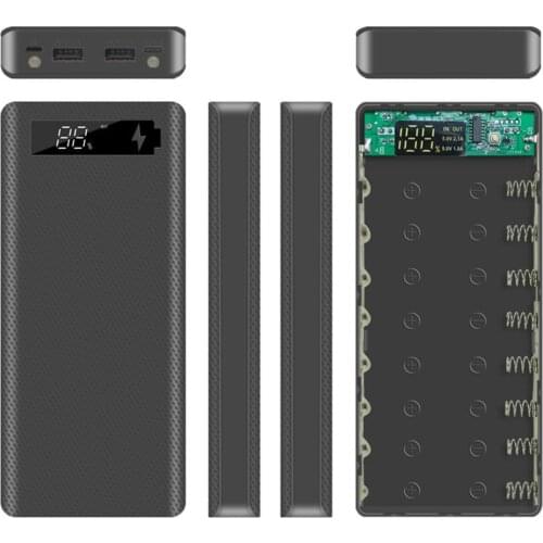 Portable Micro USB Type-C 18650 Battery Enclosure LCD DIY Mobile Power Bank Case