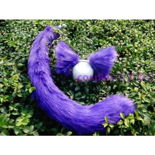 Cat ears Mother Meng props cos prom purple plush cartoon cat fox tail section fine ear