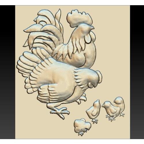 Hen 3d STL relief digital file -STL Model for CNC Router Aspire Artcam 3D Printer Carving Engraver Bas Relief