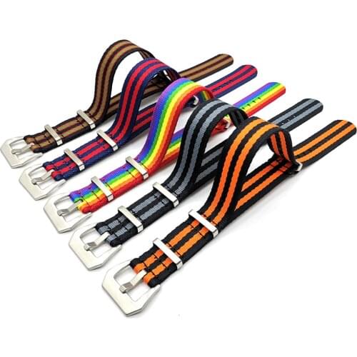 20mm 22mm Nylon NATO Watchband Strap Zulu Stripe Watch Band Women Men Replacement Rainbow Wrist Bracelet Watch Accessories