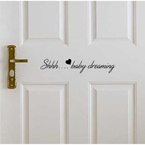 Shh Baby Sleeping Quotes Wall Stickers For Kids Room Door Decor Nursery Children Wall Decal Boy Girl Bedroom Home Decor DIYSY338