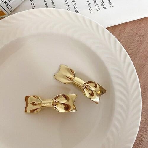 Korean retro geometric bow hairpin girl metal hair buckle decoration bangs clip hairpin net red 2021 new