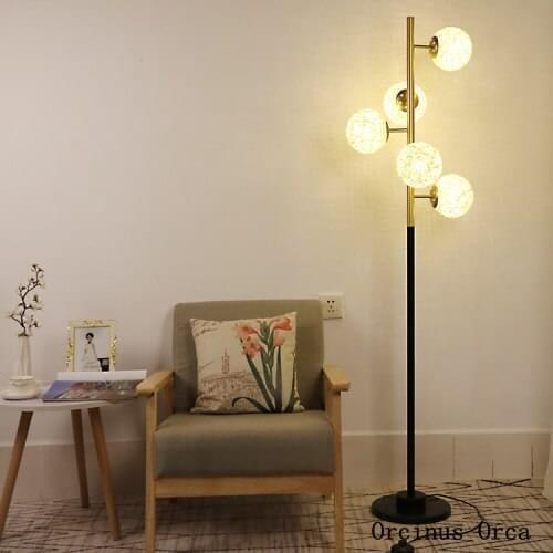 Nordic modern simple glass floor lamp living room study bedroom bedside lamp individual creativity ball vertical table lamp