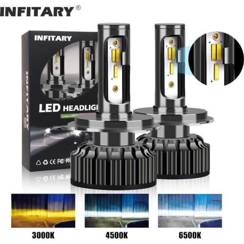 Infitary Car Headlight Bulbs H4 H7 Led 14000Lm H1 H3 H11 H13 880 9005 9006 HB4 3 Color Change 3000K 4500K 6500K Auto Fog Lamps