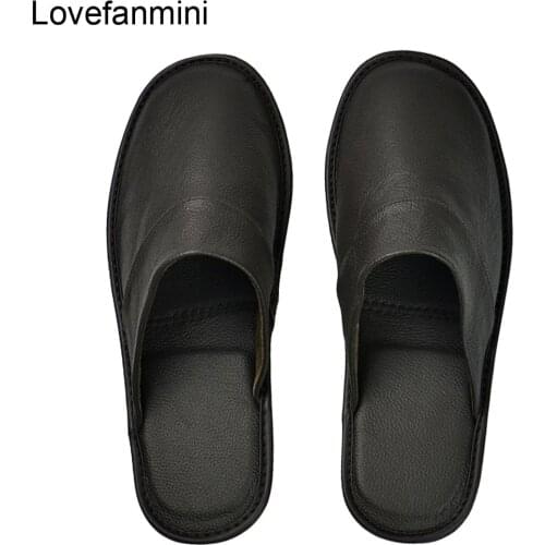 Genuine Cow Leather slippers couple indoor non-slip men women home fashion casual single shoes TPR soft soles spring autum 519