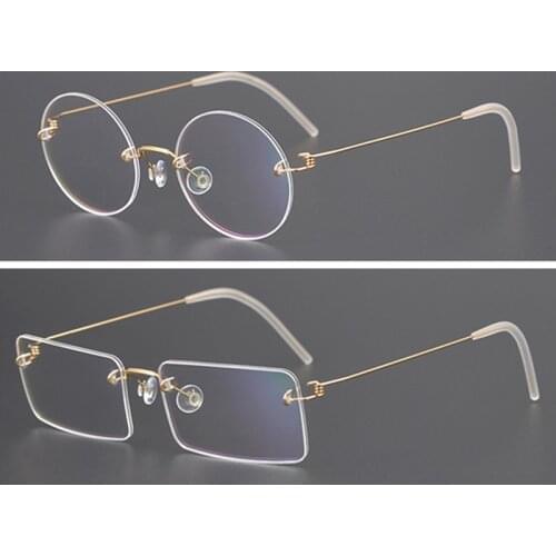 Titanium Glasses Frame Men Women Vintage Rimless Eye Glasses Optical Myopia Eyeglasses Frames Clear Eyewear Spectacles Oculos