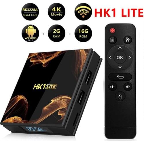 Android 10.0 TV Box HK1 Lite Rockchip 3328A Quad Core 2GB DDR3 16GB ROM 2.4G WiFi 4K UHD H.265 Smart Media Player SET TOP Box