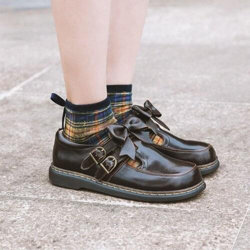 Harujuku Bow Woman Mary Jane Jk Uniform Flats Feminine Sweet Girls Female Kawaii Tea Party Japanese Cute Anime Lolita Shoes