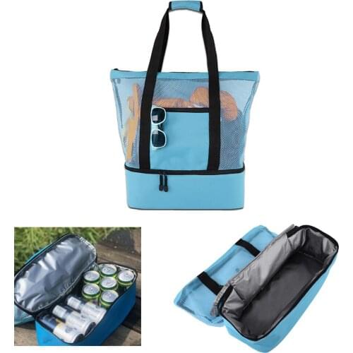 Outdoor Women High Capacity Mesh Transparent Bag Double-layer Heat Preservation Picnic Beach Bags Tote Office Lunch Snacks Bag