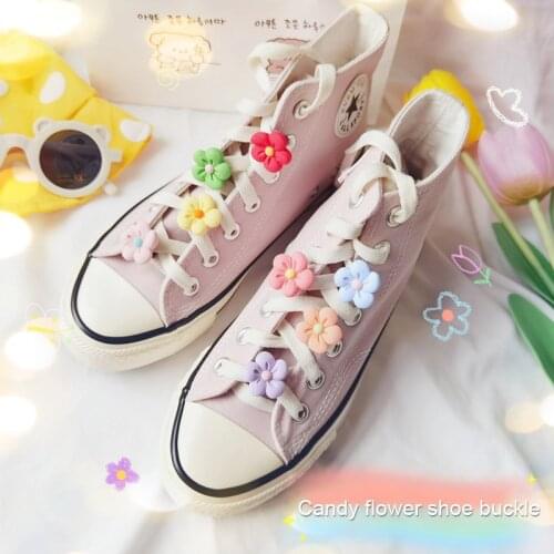 1Pc Shoelace Flower Plastic Shoelaces Garden Shoe Buckle Single Sale Flowers Lace Lock DIY Sneaker Kits Metal Lace Buckle
