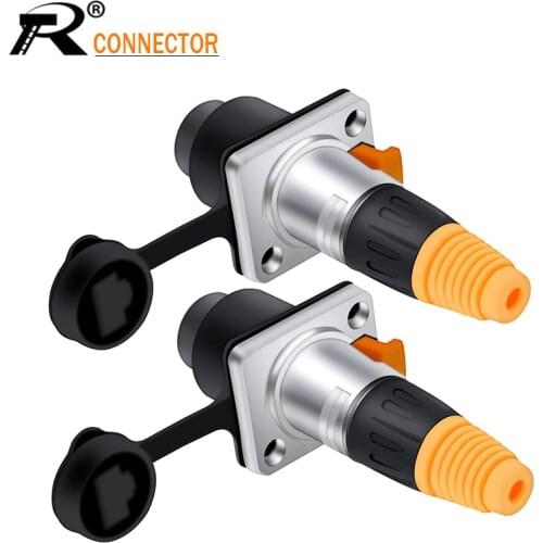 10sets RJ45 Aviation Waterproof Ethernet Male Plug +RJ45 Female Socket Connector Network Copper Pins 8p8c Panel Mount Type