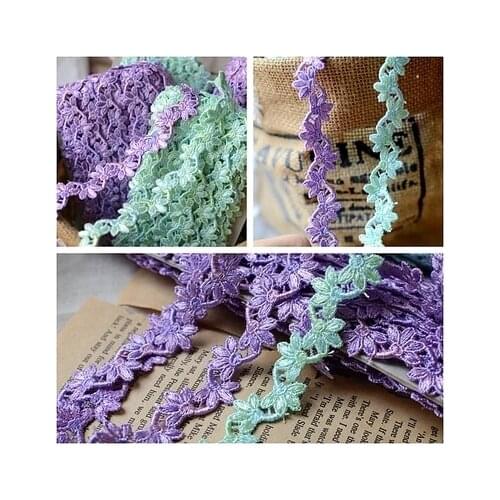 10Yards/lot DIY Sewing Crochet Light Green,Purple Lace Trim Embroidered Applique Clothes Lace Accessories