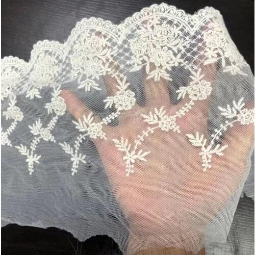 100 Meters Beige Cotton Lace Fabric Mesh DIY Garment Accessories Lace Trims 18cm Width