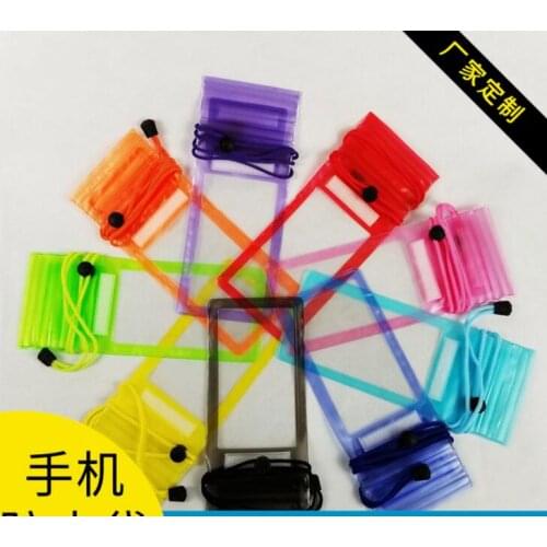 200pcs/lot Waterproof PVC Pouch Beach Pouch Large Capacity for Cell Phone 4-8 inch Screen Size 11x27cm 9 colors w long lanyards