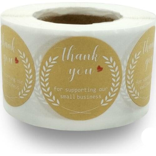 2021 1.5 inch 500 pieces /roll, thank you for handmade kraft paper labels, baking gift cards, party, gift wrapping stickers