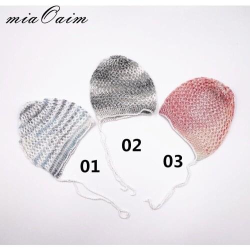 3Colors/lot Newborn Photography Props Cap Gorro Baby Knit Soft Hats Bonnet Infant Knitted Baby Hat Baby Bunny Beanie Cap
