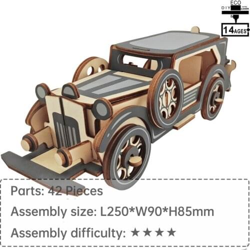 3D wooden jigsaw toy car Parent-child interactive toy DIY toys DIY toy car Car model Wooden car model Toy car jigsaw puzzle