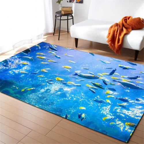 3D Ocean World Sea Turtle Rugs Kids Room Decor Area Rug Memory Foam Baby Play Crawling Mats Flannel Living Room Bedroom Carpet