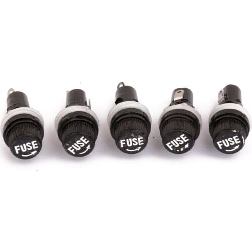 5Pcs Useful Chassis/Panel Mounted Fuse Holder Socket For 5*20 Fuse 250V 10A