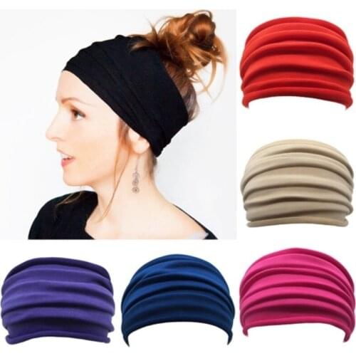 50Pcs/Lot Fashion Women Wide Nonslip Head Bands Stretch Hairband Elastic Headwrap Fold Band Yoga Super Wide Hair Bands
