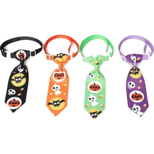 50Pcs Handmade Halloween Dog Tie Bat Pattern Ribbon Ties For Dogs 6033041 Pet Accessories Wholesale