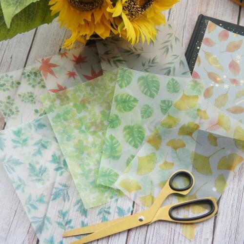 8 Sheets/lot 12*17cm DIY Green Clover Maple Leaves Paper Sticker Wrapping Creative Paper Craft Background Scrapbooking