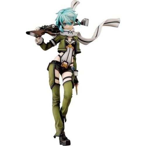 Anime Sword Art Online II Asada Shino Sinon Battle Ver. PVC Action Figure Statue Collection Model Kids Toys Doll 22cm