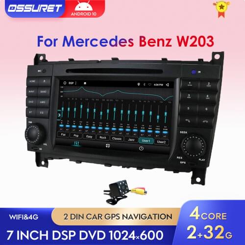 2Din Car DVD Multimedia Player For Mercedes Benz W203 W209 C-Class C180 C200 CLK200 C230 C280 GPS Radio Stereo Android10 Carplay