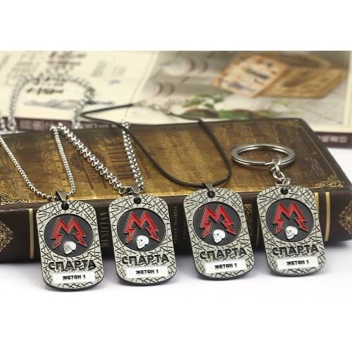 PC Game Metro Exodus 2033 Keychain Dog Tag Pendant Metal Chain Men Necklaces Vintage Charm Gifts for Kids Games Jewelry kolye