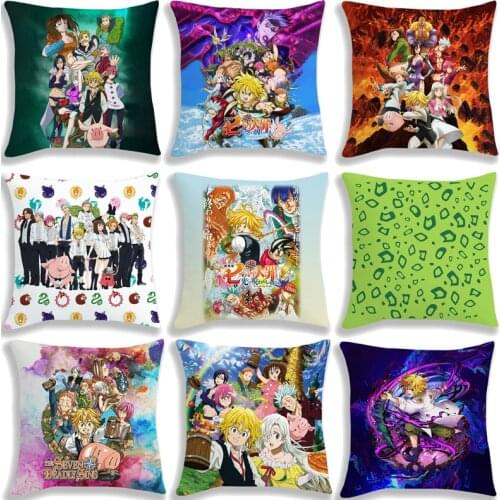 Anime The Seven Deadly Sins Pillow Case 45cm Child Cushion Cover No Pillow Insert Decorative Boys Girls Kids Home Cartoon Decor