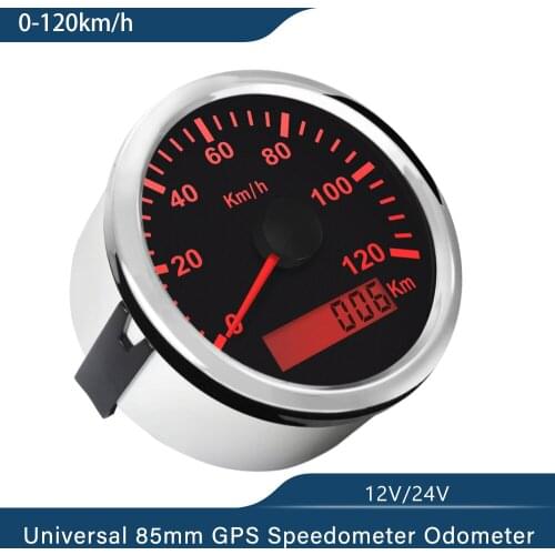 Universal 85mm GPS Speedometer Gauge 0-120KM/H Speed for Auto ATV UTV Car Truck Motorcycle 12V 24V with Red Backlight