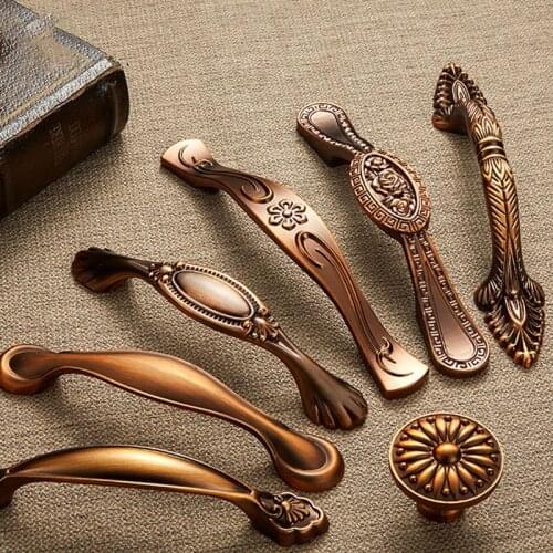 Furniture Cabinet Drawer Door Handle Pull Coffee Bronze America Rural Wardrobe Cupboard Kitchen Dresser Closet Door Knob Zinc