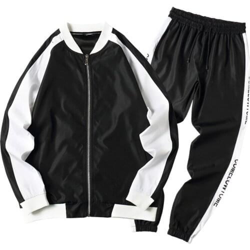 2021 Men Tracksuit Patchwork 4XL Hip Hop Sweatshirt Jacket+Pants Male Sporting Suit Mens Set Casual Streetwear Sweat Suits