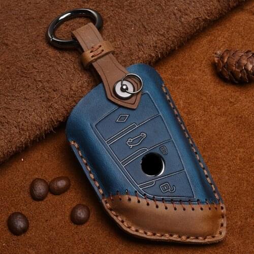 Leather Car Key Case Cover Fob for BMW 2 3 5 7 Series 6GT X1 X3 X5 X6 F45 F46 G20 G30 G32 G11 G12 F48 G01 F15 F85 F16 F86
