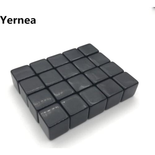 Yernea 50Pcs High-quality 16mm Blank Dice Acrylic Black Opaque Blank Dice Standard Cube DIY Can Carving Children Teaching