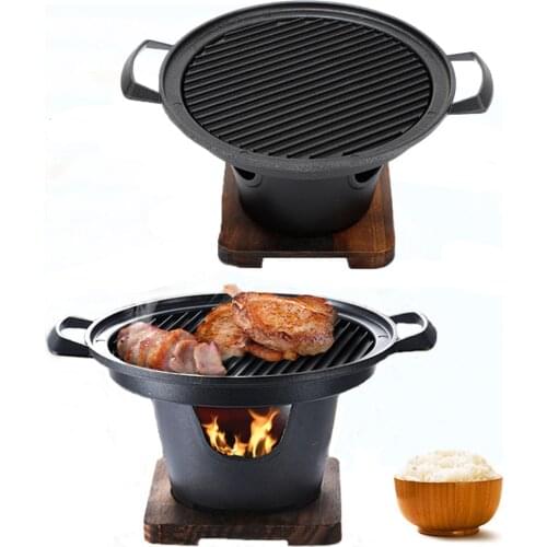 Mini Barbecue Oven Grill Japanese Style One Person Cooking Oven Home Wooden Frame Alcohol Stove Bbq For Outdoor Garden Party