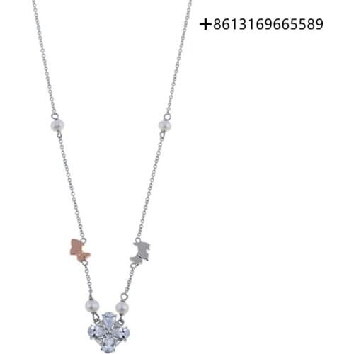 Fashion S925 silver lovers puppy necklace fashion cute accessories with amphibole adjustable collarbone chain gift for women