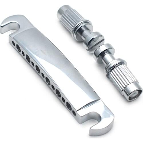 A Set 13 Hole Tune-O-Matic Tailpiece with Stud & Anchor for LP Electric Guitar (6/7/8/12 String) Chrome
