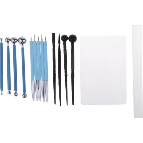 15pcs Polymer Modeling Clay Sculpting Tools Set for Cake Fondant Decoration, Nail Arts Crafts DIY Supplies