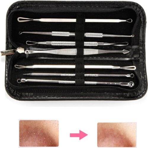 7pcs Stainless Steel Blackhead Remover Tool Kit Comedone Acne Pimple Blemish Extractor Black Dot Acne Removal Needle Beauty Tool