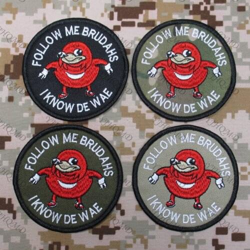 Ugandan Knuckles FOLLOW ME I KNOW DE WAE Morale Tactical Military Combat Embroidery patch Hook and Loop
