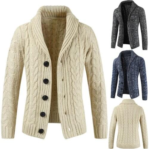 New Fashion Mens Simple Cardigan Long Sleeve Sweater V Neck Cardigan Button Knit Sweater Jacket Slim Mens Tide Warm Jacket