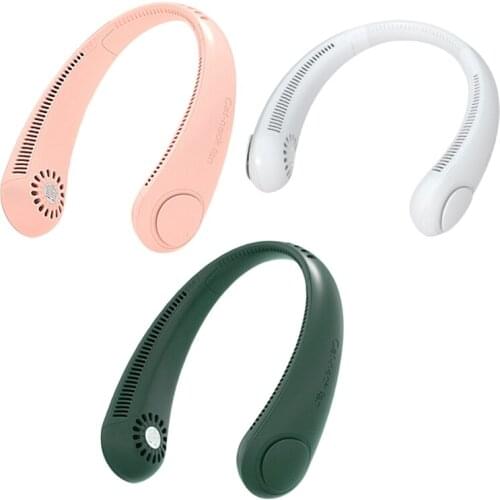Portable USB Rechargeable Neck Hanging Fan Mini Air Cooler Conditioner 3 Speed Personal Fan for Traveling Outdoor N0PF