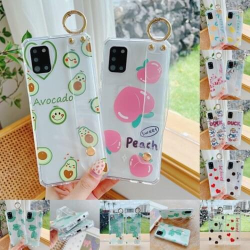 For iPhone 12 11 Pro Xs Max Xs XR 7 8Plus SE 2020 Case Transparent Shockproof Phone Case Wrist Strap Stand Holder