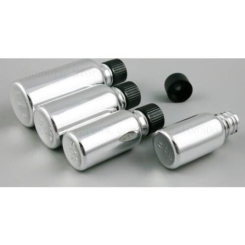 20 x Empty Perfume Silver bottle Glass Aromatherapy Essential Oil Bottle Reusable travel bottle 5/10/20/30/50/100 ml