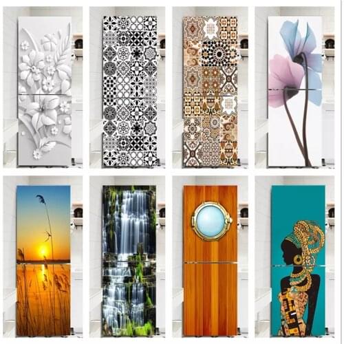 Self Adhesive Wallpapers Renovation DIY PVC Stickers On Door Waterproof Entrance Home Fridge Decoration Decal Print Art Picture