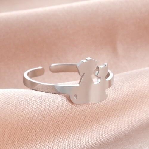 Skyrim Lovely Animal Pet Dog Cat Rings for Women Girls Stainless Steel Casual Adjustable Rings 2021 Trendy Jewelry Friend Gift